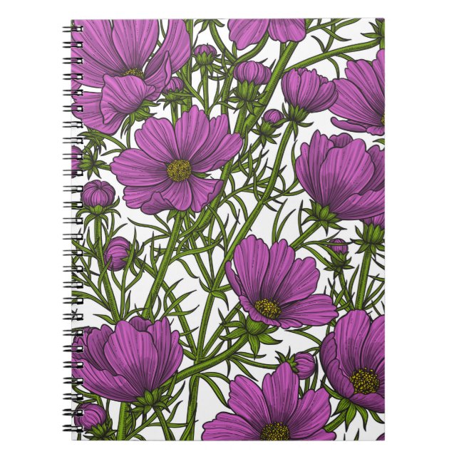 Cuaderno Flores de cosmos violetas (Frente)