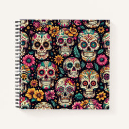 Cuaderno Flores de cráneo de azúcar