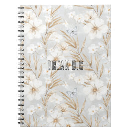 Cuaderno Flores de crema blanca Mariposas azules