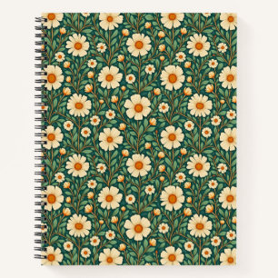 Cuaderno Flores de Crema sobre Verde