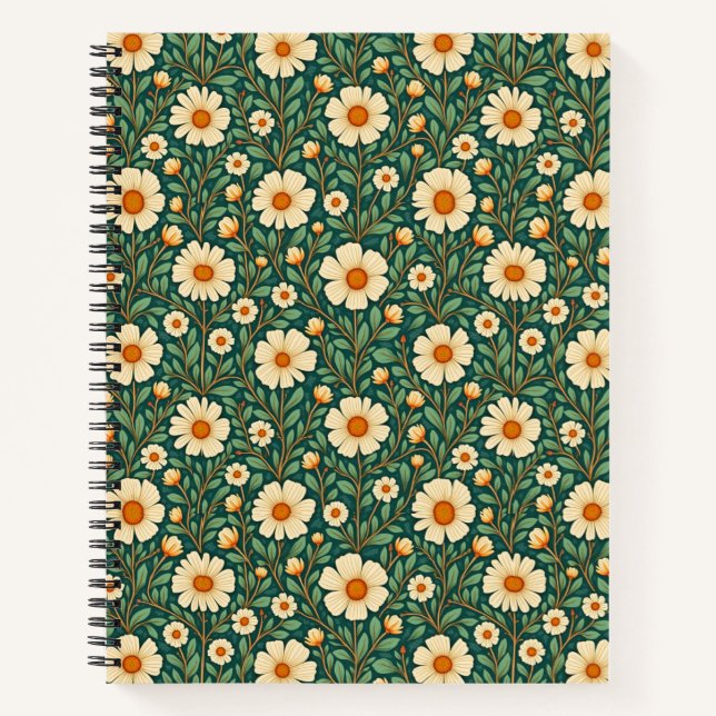 Cuaderno Flores de Crema sobre Verde (Anverso)