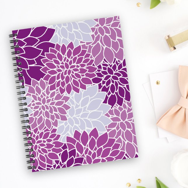 Cuaderno Flores De Dahlia, Patrón De Flores, Dahlia Morada (Subido por el creador)