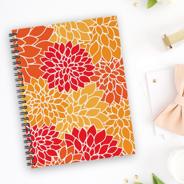 Cuaderno Flores De Dahlia, Patrón De Flores, Naranja Dahlia (Subido por el creador)