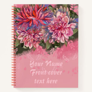 Cuaderno Flores de dalias rosadas acuarela