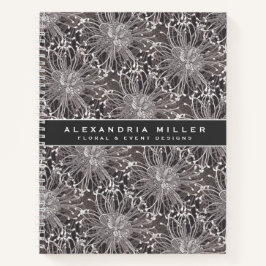 Cuaderno Flores de Dandelion Gris elegantes | Nombre y asun