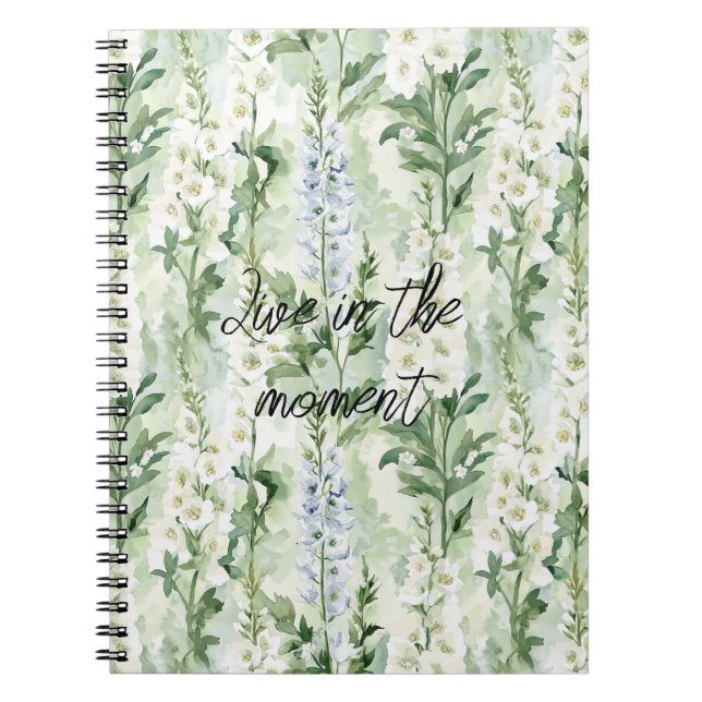 Cuaderno Flores de Delphinium blancas lavanda   (Frente)