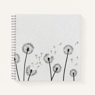 Cuaderno Flores de Diente de León Pappus Esporas Gris
