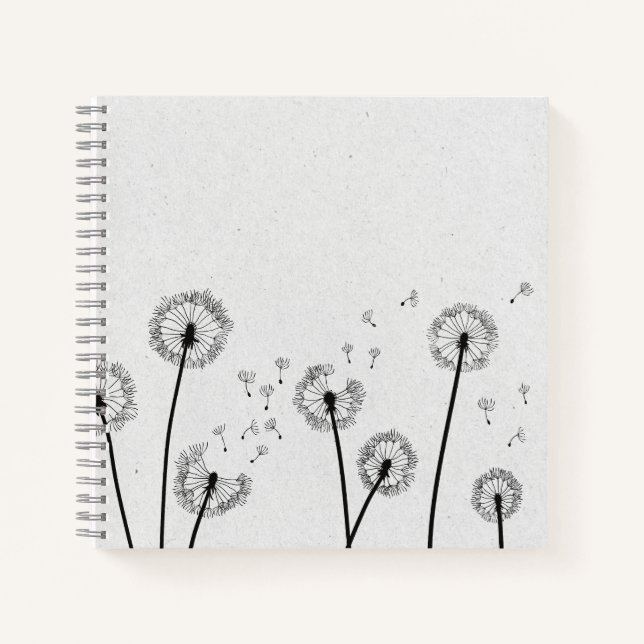 Cuaderno Flores de Diente de León Pappus Esporas Gris (Anverso)