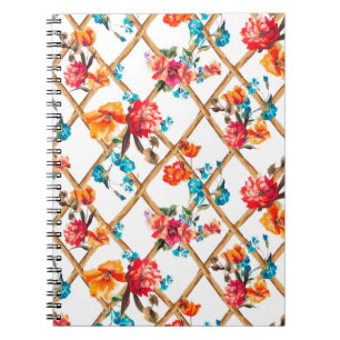 Cuaderno flores de diseño de tela de moda, aceite, pintura,