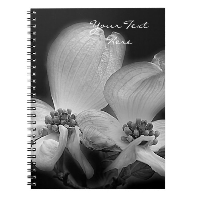 Cuaderno Flores De Dogwood En Blanco Y Negro (Frente)