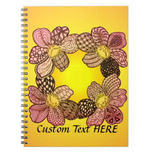 Cuaderno Flores de Doodle en yegua, Naranja y oro