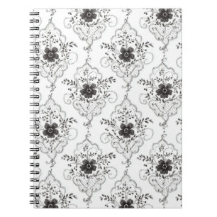 Cuaderno Flores de encaje falso blanco negro
