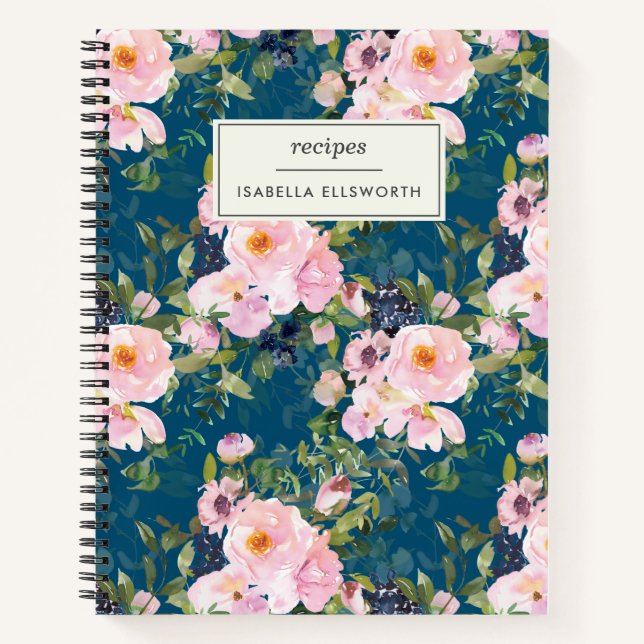 Cuaderno Flores de época en la receta personalizada Rubor B (Anverso)