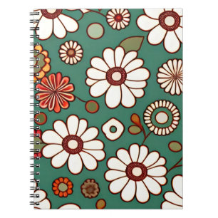 Cuaderno Flores de época en un fondo verde