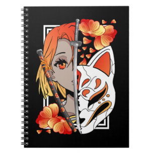Cuaderno Flores de espada Samurai, máscara de Chica anime j