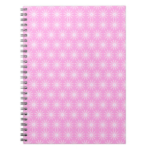 Cuaderno Flores de Estallido de Estrella Blancas sobre Rosa