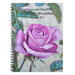 Cuaderno Flores de Faith Purple Rosa Rezo Diario