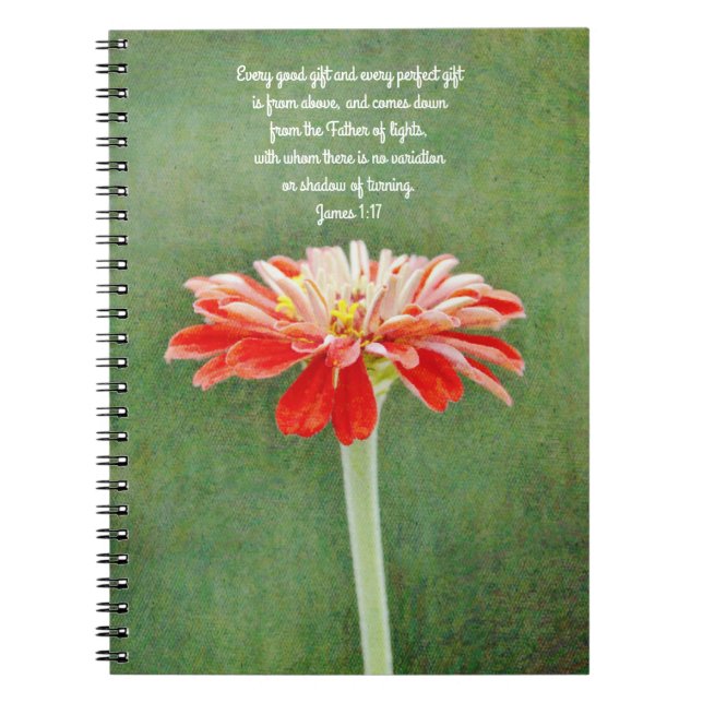 Cuaderno Flores de fe Zinnia regalo Bloc de oraciones (Frente)