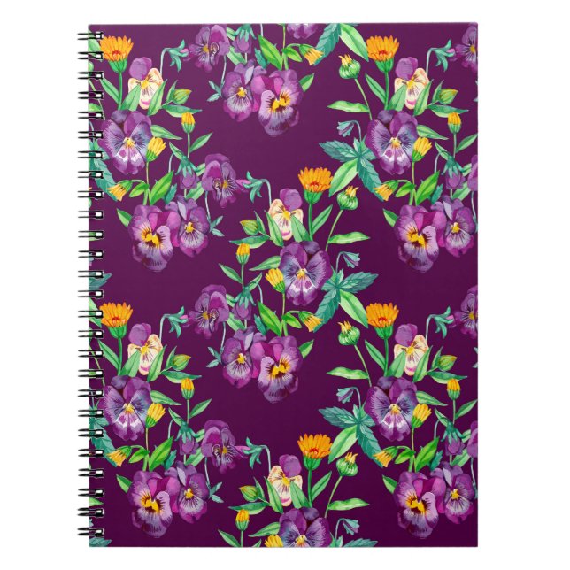 Cuaderno Flores de fondo de patrón sin fisuras. Collar abst (Frente)