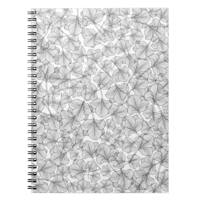 Cuaderno Flores de fondo floral arte de la línea de fondo (Frente)