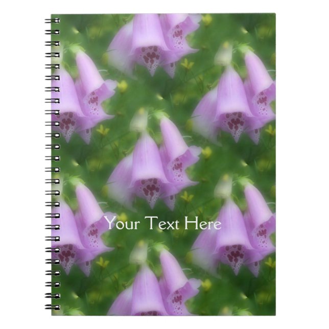 Cuaderno Flores de Foxglove Rosa Patrón de arte de la natur (Frente)