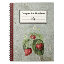 Cuaderno Flores de fresa y frutas Comp personalizado