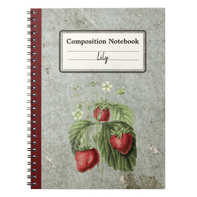 Cuaderno Flores de fresa y frutas Comp personalizado (Frente)