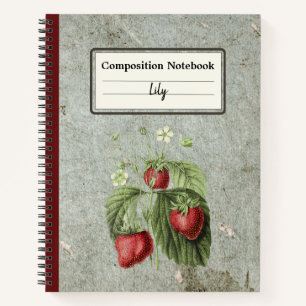 Cuaderno Flores de fresa y frutas Comp personalizado