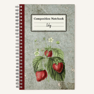Cuaderno Flores de fresa y frutas Comp personalizado