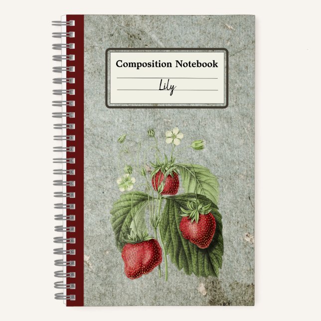 Cuaderno Flores de fresa y frutas Comp personalizado (Anverso)