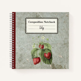 Cuaderno Flores de fresa y frutas Comp personalizado no