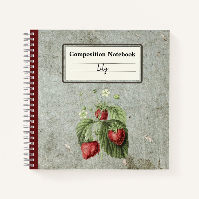 Cuaderno Flores de fresa y frutas Comp personalizado no (Anverso)
