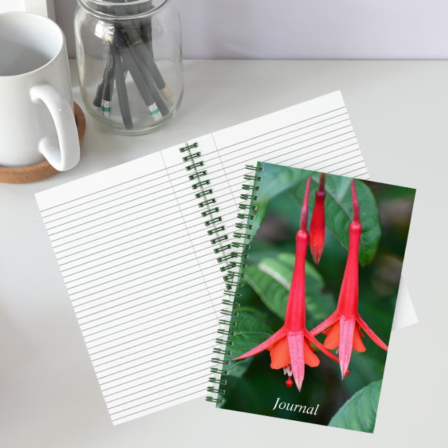 Cuaderno Flores de Fuchsia Rojas y Delgadas Floral (In Situ)