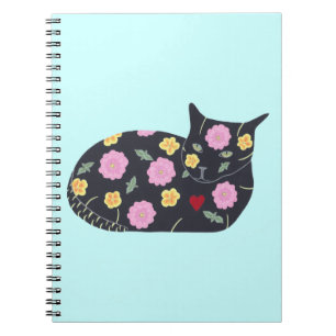 Cuaderno Flores de gato negras plantas Los gatos pueden com