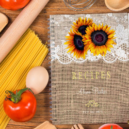 Cuaderno Flores de girasol rústico ramo raciones de encaje