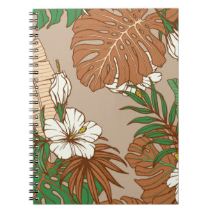 Cuaderno Flores de hibisco de piel de leopardo
