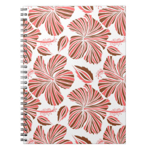 Cuaderno Flores de hibisco hawaiano: estilo tropical marrón