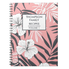 Cuaderno Flores de hibisco rosa Receta personalizada