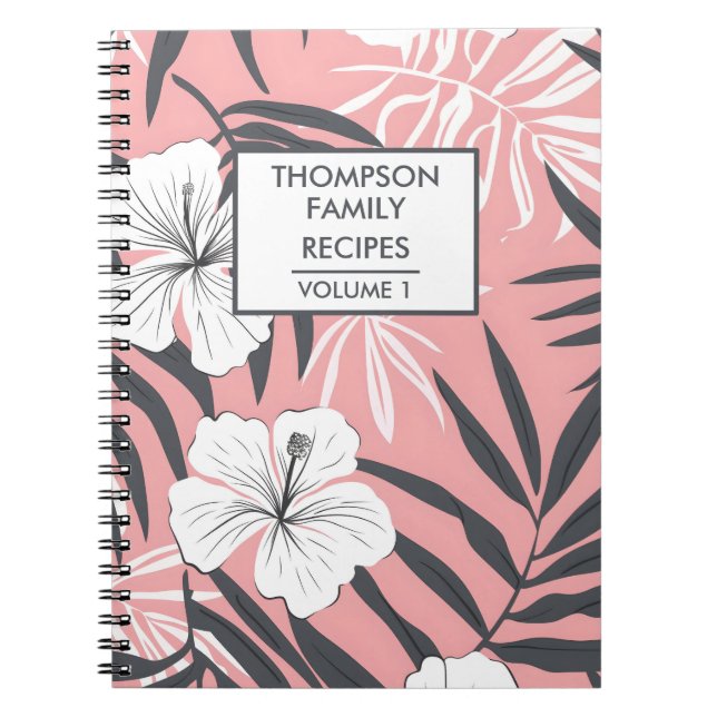 Cuaderno Flores de hibisco rosa Receta personalizada (Frente)
