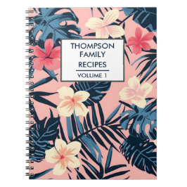 Cuaderno Flores de hibisco rosa Receta personalizada