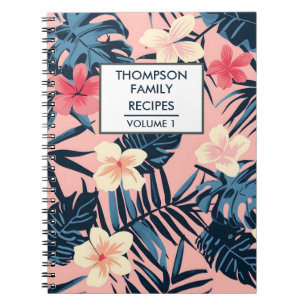 Cuaderno Flores de hibisco rosa Receta personalizada