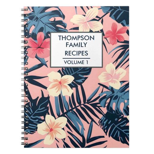 Cuaderno Flores de hibisco rosa Receta personalizada (Frente)