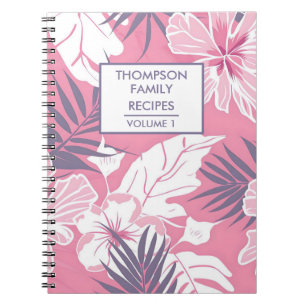 Cuaderno Flores de hibisco rosa Receta personalizada