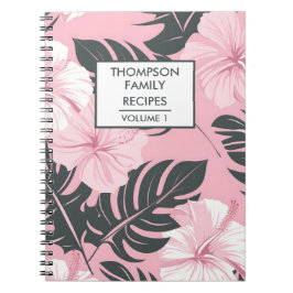 Cuaderno Flores de hibisco rosa Receta personalizada