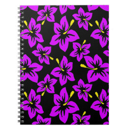 Cuaderno Flores de Hibiscus púrpura tropical hawaiana