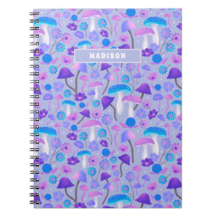 Cuaderno Flores de hongos ensueño caracoles turquesa morado
