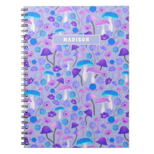 Cuaderno Flores de hongos ensueño caracoles turquesa morado