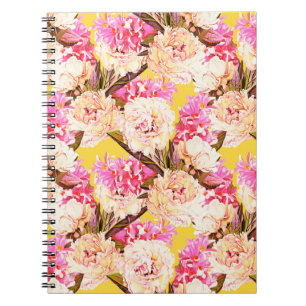 Cuaderno Flores de Hyacinth y peonis, sin costura. Wat