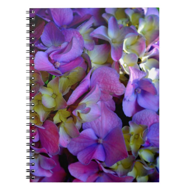 Cuaderno Flores de Hydrangeas azul morado (Frente)