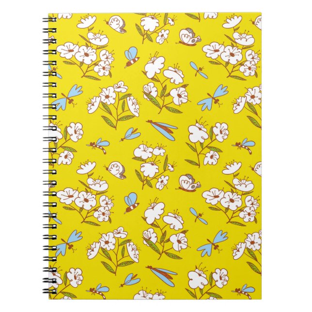 Cuaderno Flores de insectos mariposas: Patte sin foco de ve (Frente)